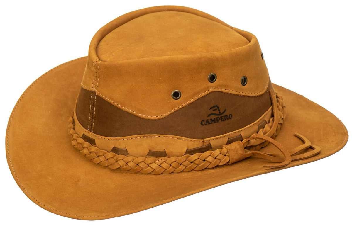 Chapéu Country Premium em Couro Nobuck, Detalhes Trançados, Estilo Autêntico Castor