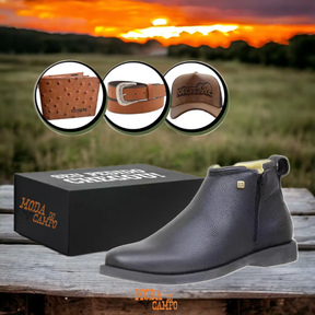Bota ZB Casual Masculina Couro Legítimo Ortopédica + 3 Brindes